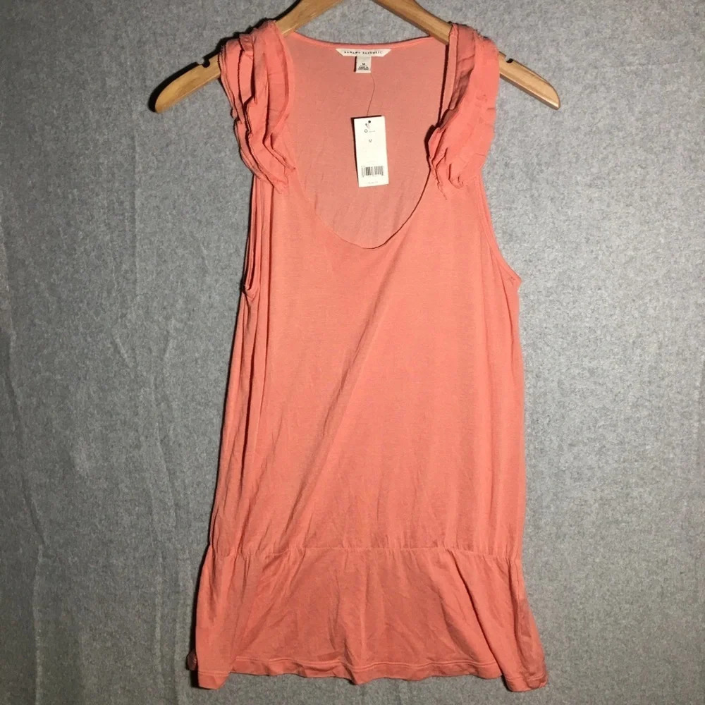 Womens NWT Banana Republic Tank Top Ruffle Straps Baby Pink V Neck Casual